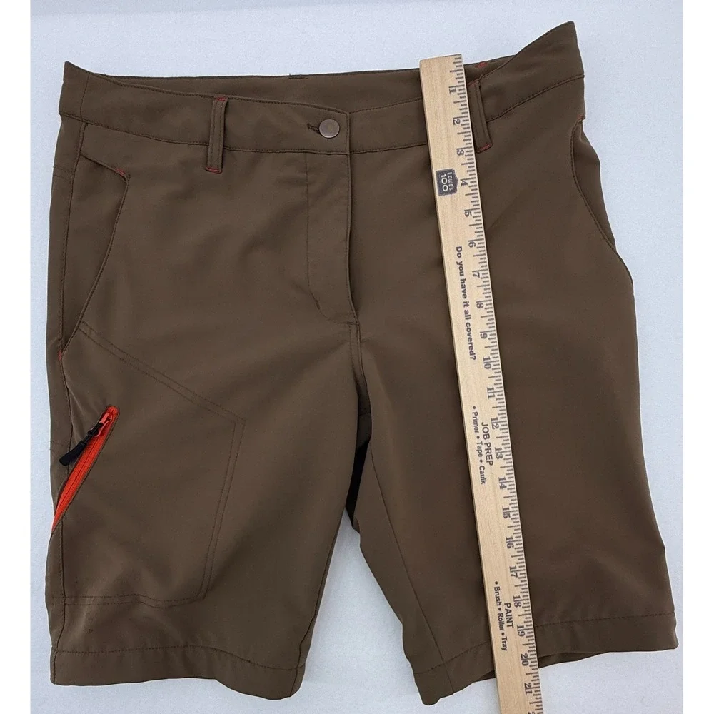 American Outback Mens Small Hiking Shorts Brown Stretch Outdoor Zip Pocket